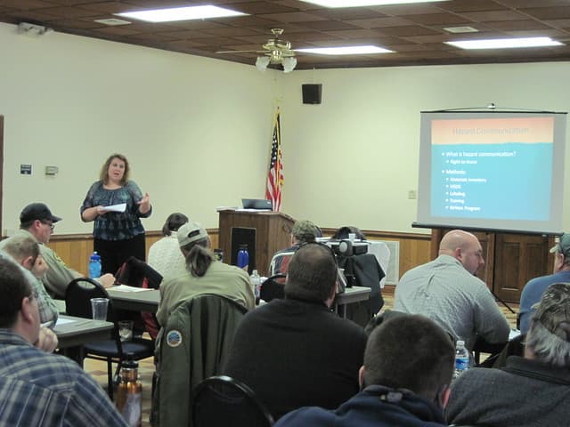 Workers attending a safety certification training