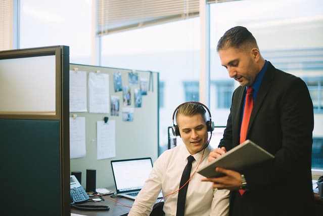 Employer reviewing worker profiles